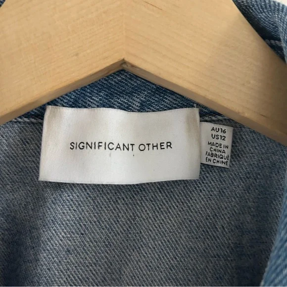 Significant Other Teddie Belted Denim Dress in Blue sz 12 - Picture 5 of 6